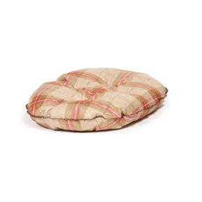 Large Beige & Red Tartan Cushion Dog Bed - Danish Design Newton Moss 33" - 84cm